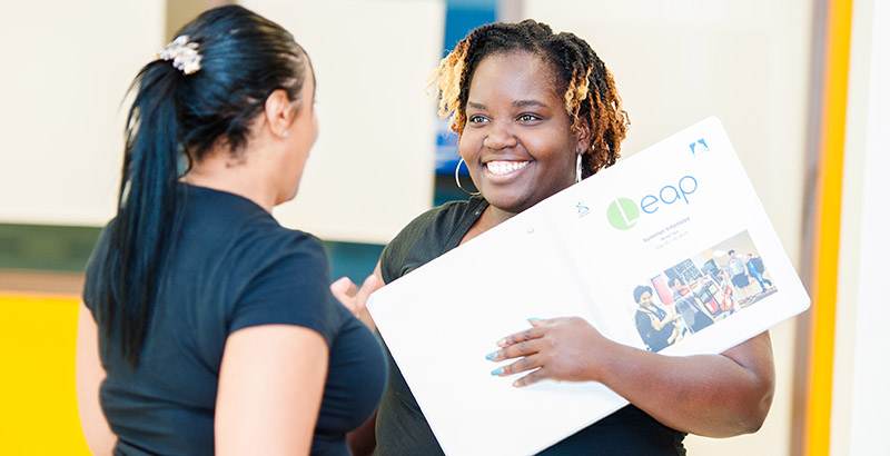 Jessica Greer, math LEAP Leader at Truesdell Education Campus, at the first district-wide LEAP Summer Intensive, which Leading Educators supported. (Jake Scott)