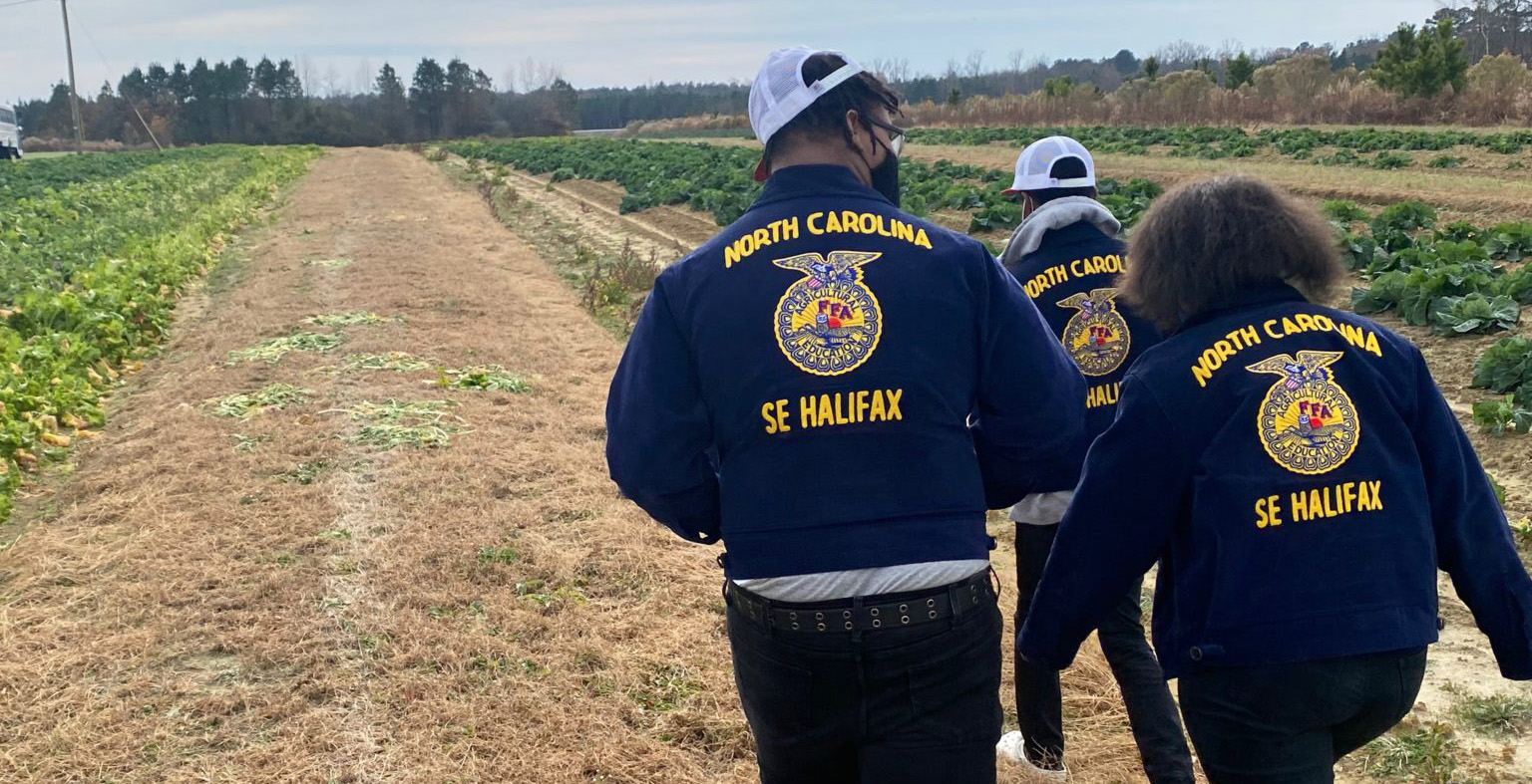 Halifax students walking on the farm