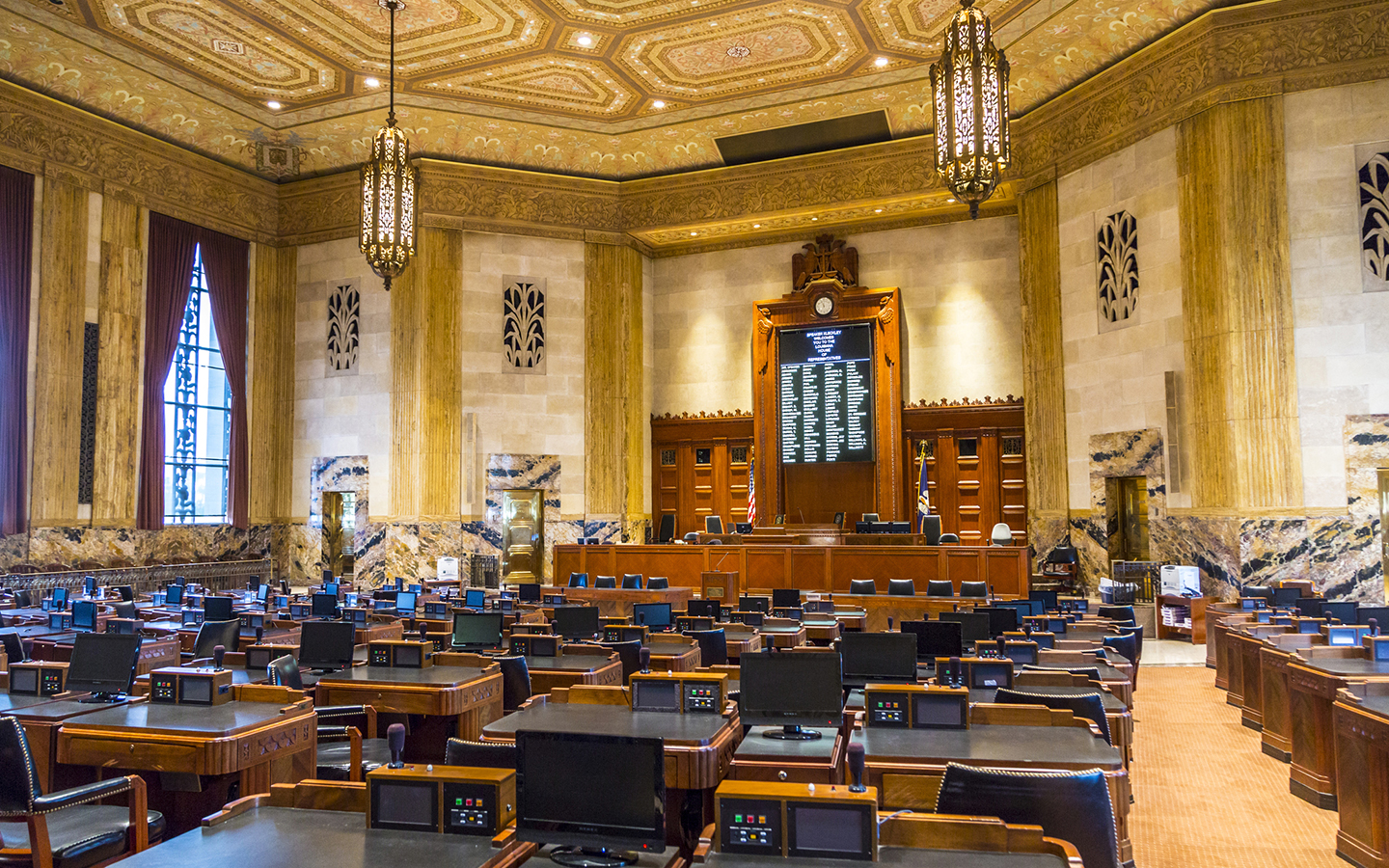 House of chambers in Louisiana State Capitol stock photo