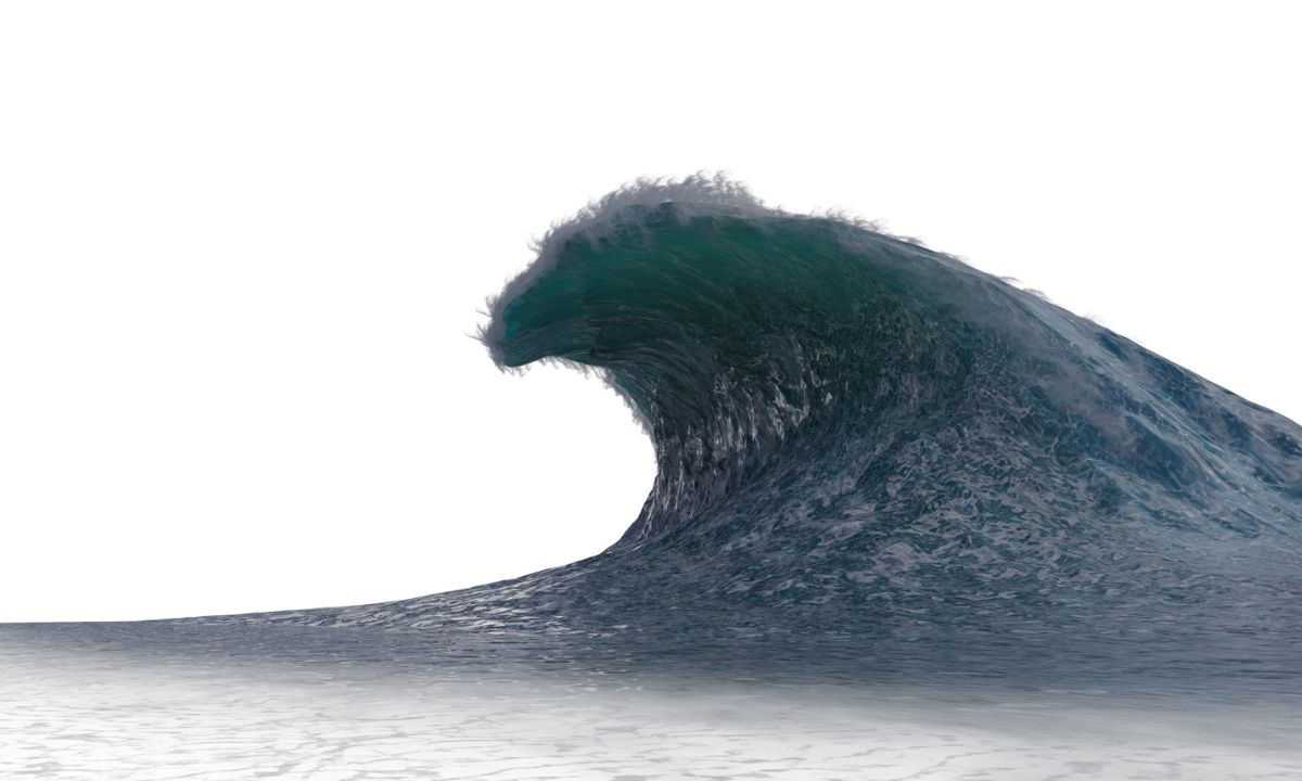 a stock image of a large tidal wave