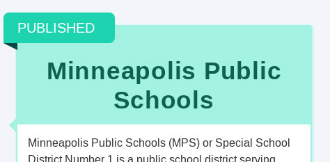 A screenshot that says Published above the words Minneapolis Public Schools