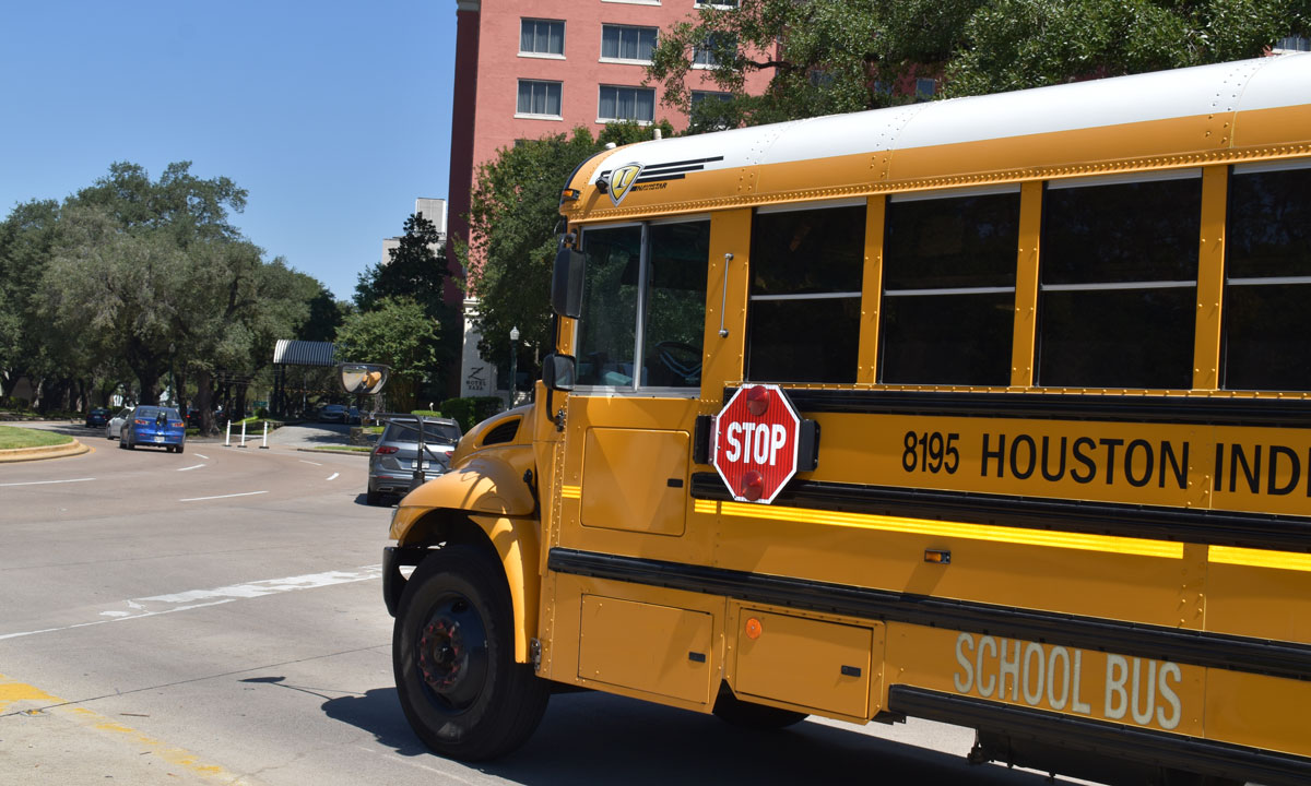 A photo of a Houston, Texas school bus