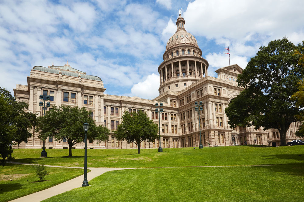 A photo of the Texas state capitol building in Austin