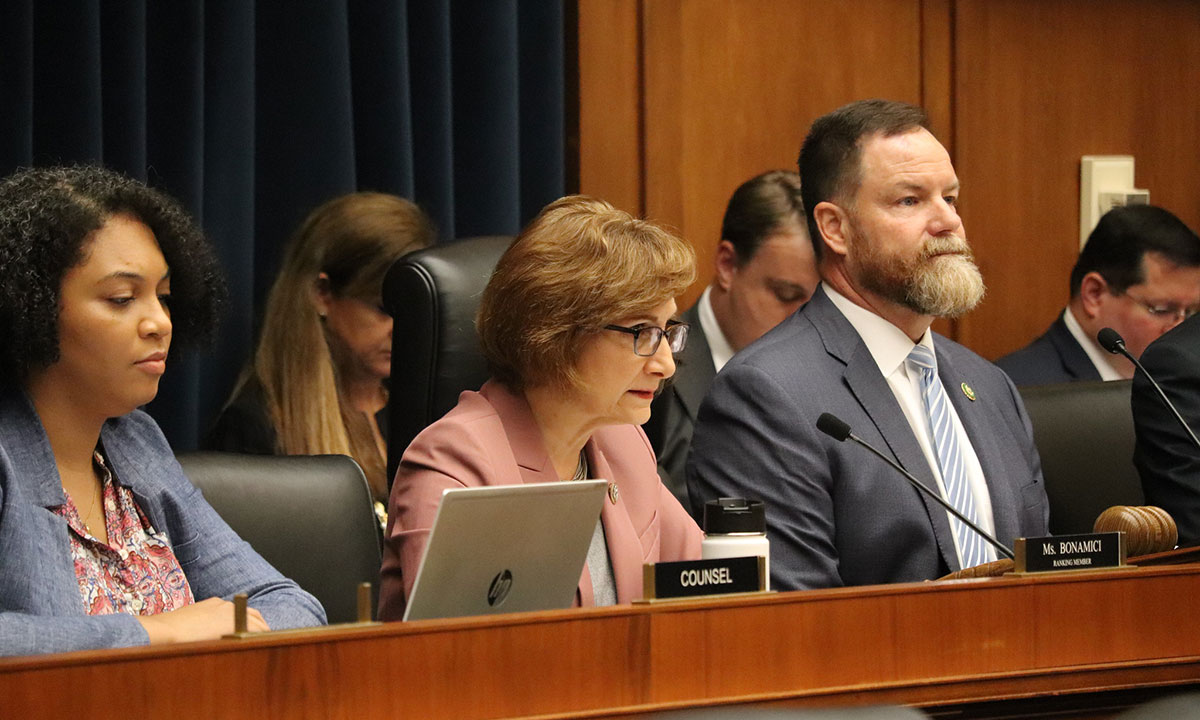 Rep. Aaron Bean of Florida, Rep. Suzanne Bonamici of Oregon, and others during a House of Representatives committee hearing