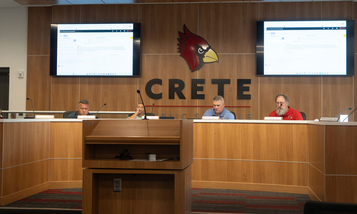 This is a photo of a Crete Public Schools Board of Education meeting.