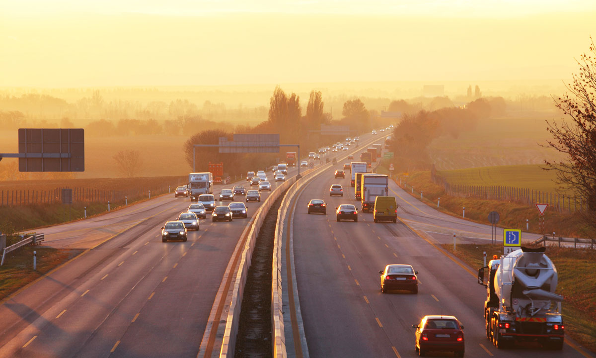 This is a photo of cars on an interstate.