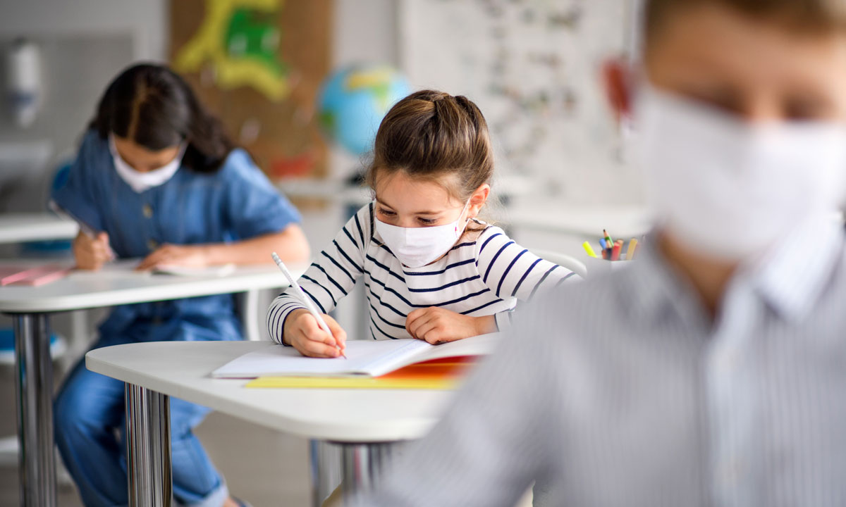 This is a photo of students wearing face masks.