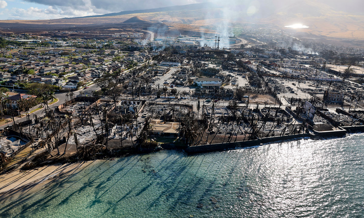 This is a photo of Lahaina, Maui after the fires.
