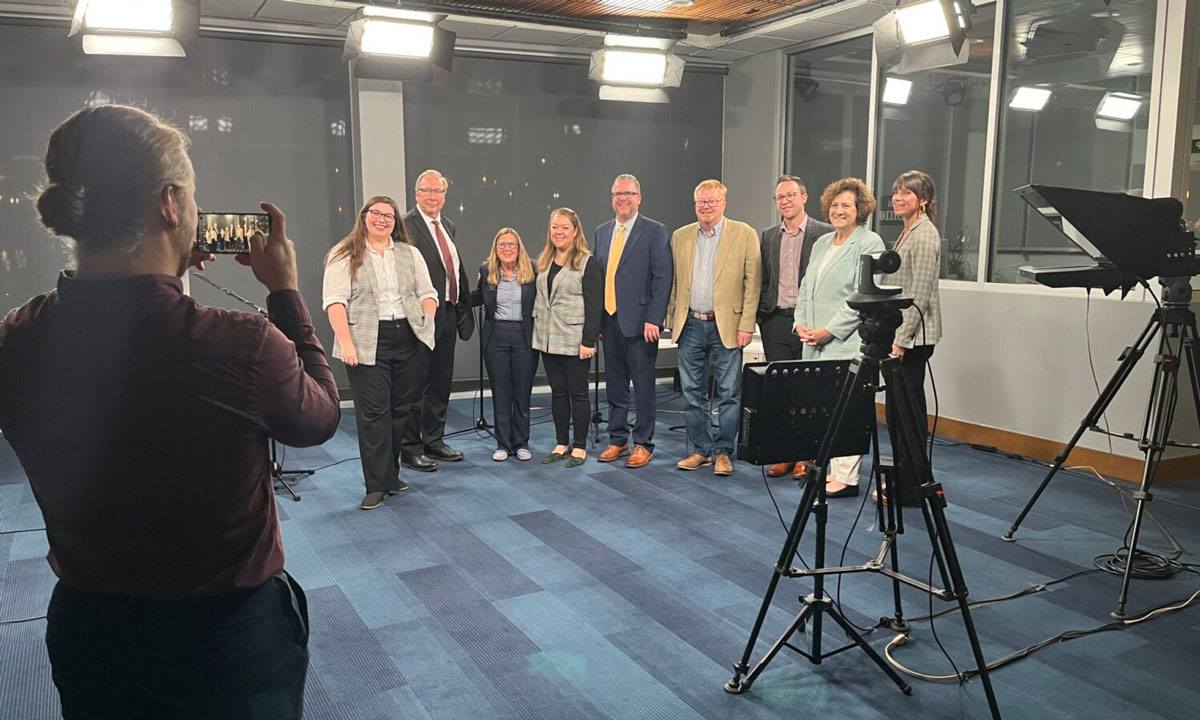 This is a photo of panelists for a South Dakota town hall posing for a picture.