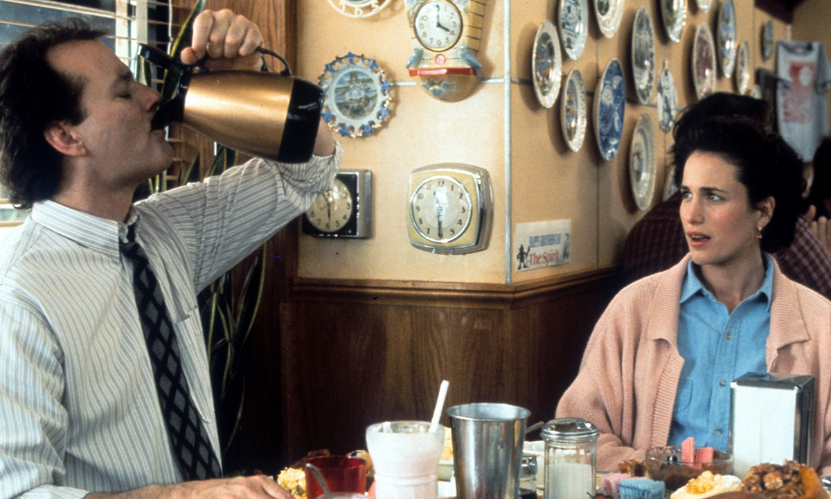 A photo of Bill Murray and Andie MacDowell in a scene from the film 'Groundhog Day'