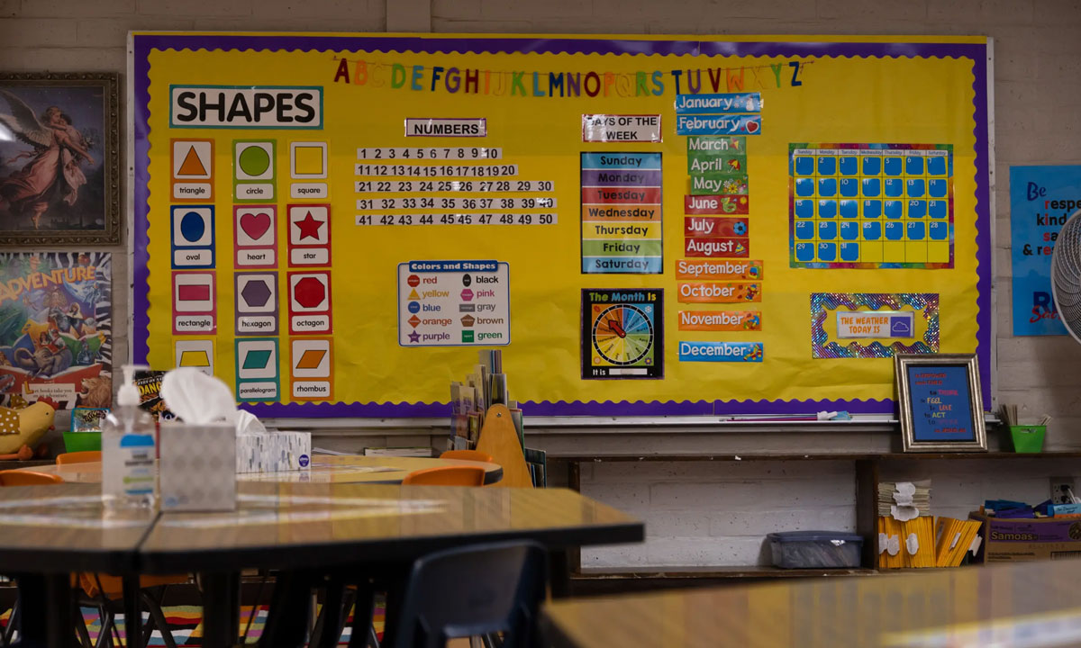 This is a photo of a classroom at Sacred Heart Parish School in Uvalde, Texas.