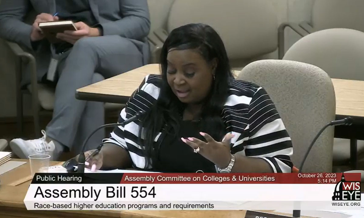 This is a photo of Rep. Shelia Stubbs speaking at a public hearing.