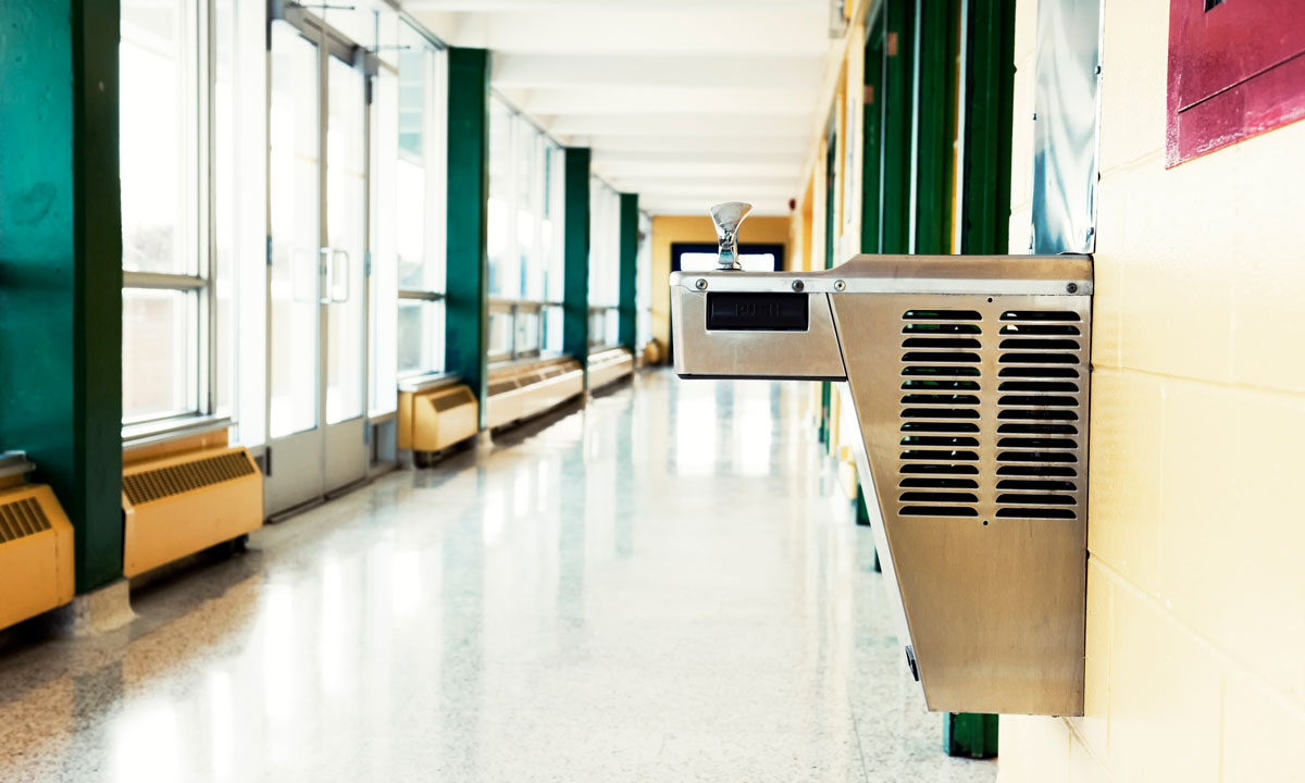 This is a photo of a school water fountain.