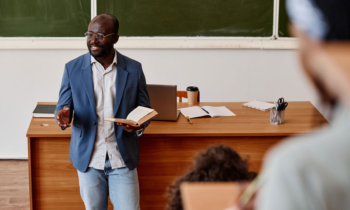 This is a photo of an African American professor.