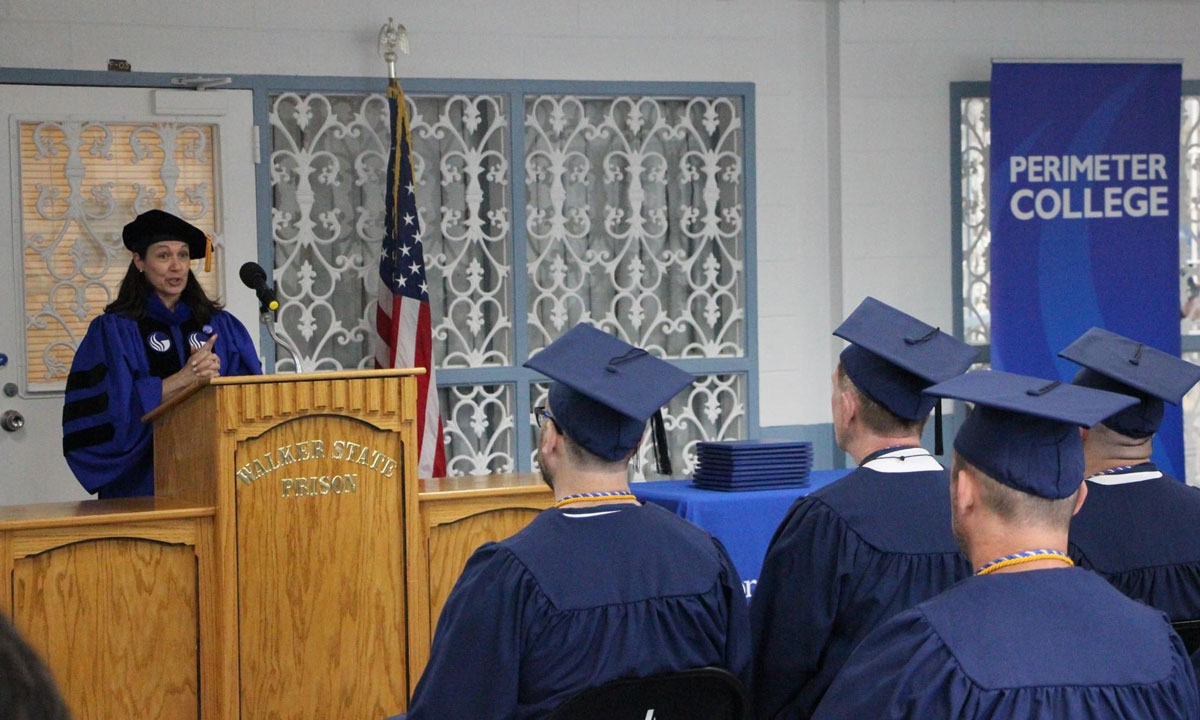 This is a photo of a graduation ceremony at Walker State Prison.