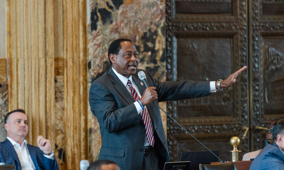 This is a photo of Louisiana Sen. Samuel Jenkins speaking during a committee hearing.